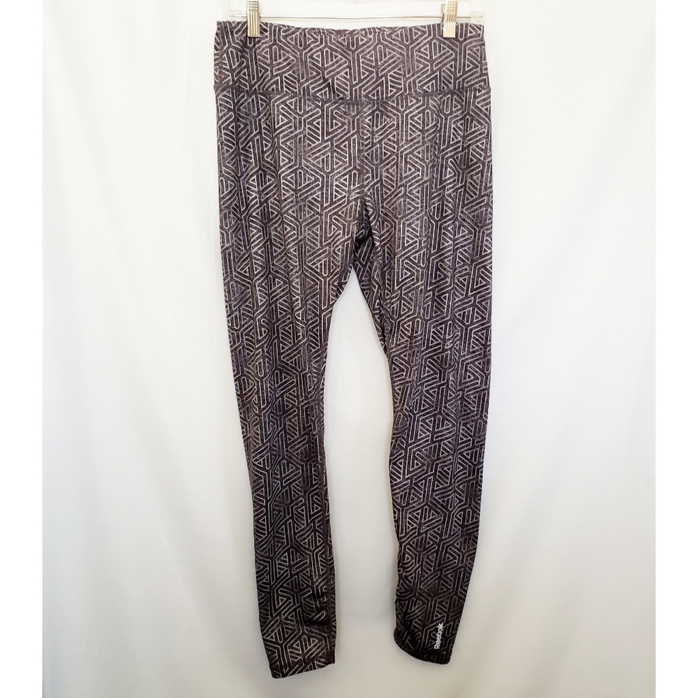 Gray Geometric Full Length Reebok Leggings